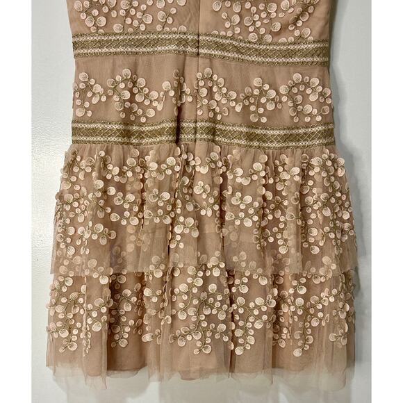 BCBG Cap Sleeve Short Evening Dress Bare Pink Size 8 NWOT Embroidered Details - Picture 14 of 15
